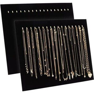 Black Velvet Jewelry Display Stand Set Necklace Board with Hooks for Selling